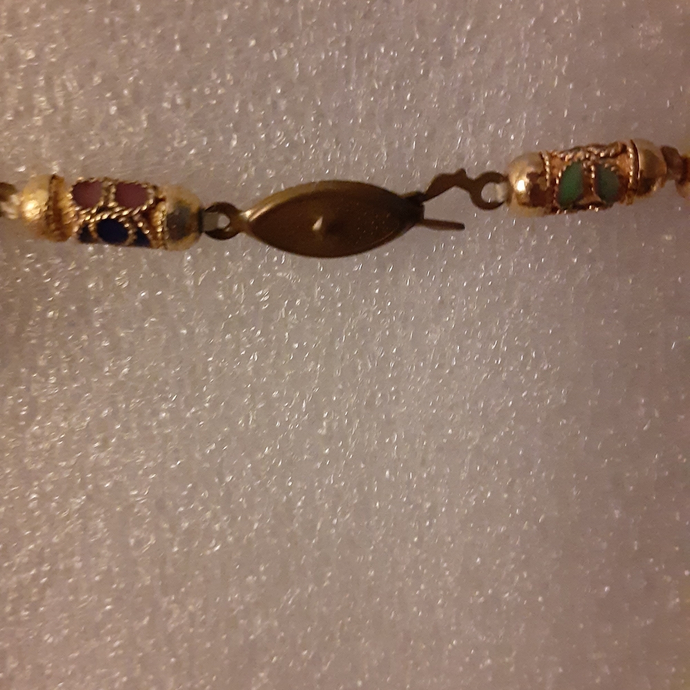 Elegant Multicolor Beaded Necklace Vintage Cloisonne - Picture 3 of 4